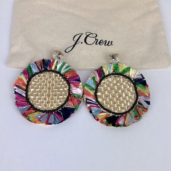 J. Crew Jewelry - J. Crew Crystal Drop earrings rattan with colorful trim